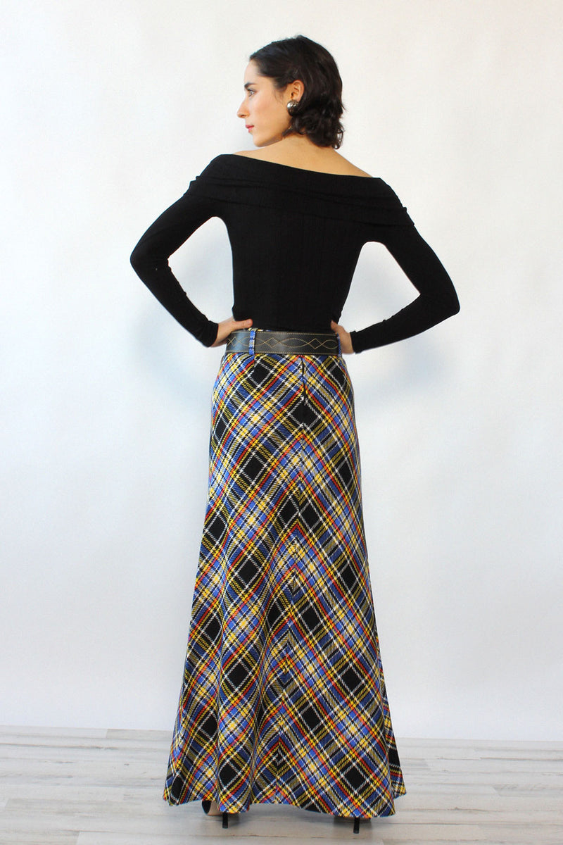 Black Yellow Cobalt Plaid Maxi XS/S