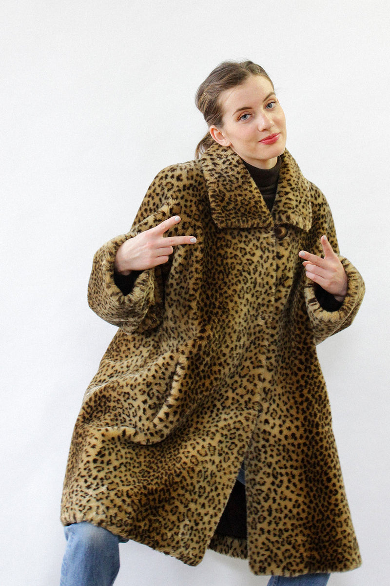 Leopard Faux Fur Swing Coat M/L