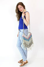Knit Leather Crossbody Bag