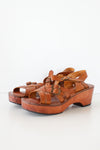 Jeanie Wood Wedge Sandals 9 1/2