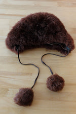 Cocoa Shearling Pom Pom Cap