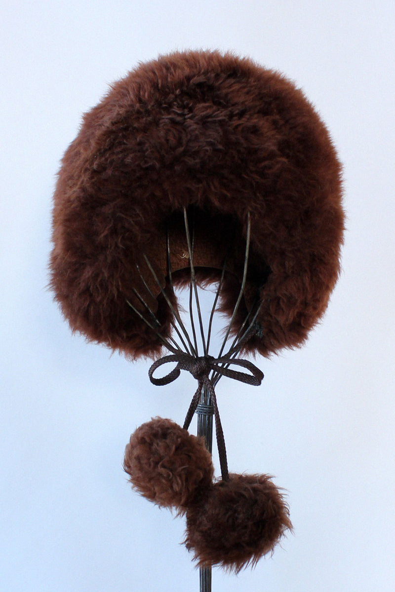 Cocoa Shearling Pom Pom Cap
