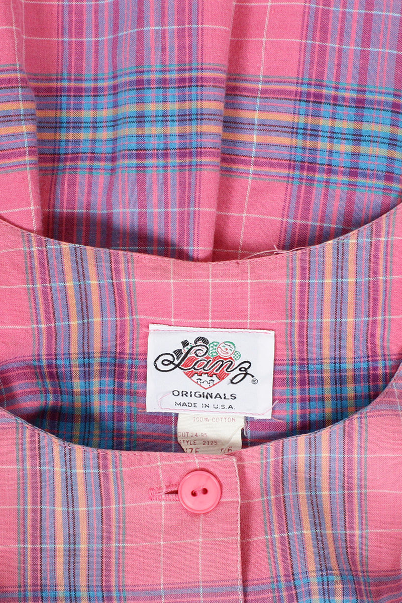 Lanz Pink Plaid Dress S