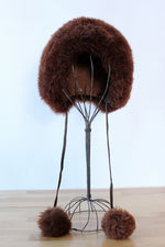 Cocoa Shearling Pom Pom Cap