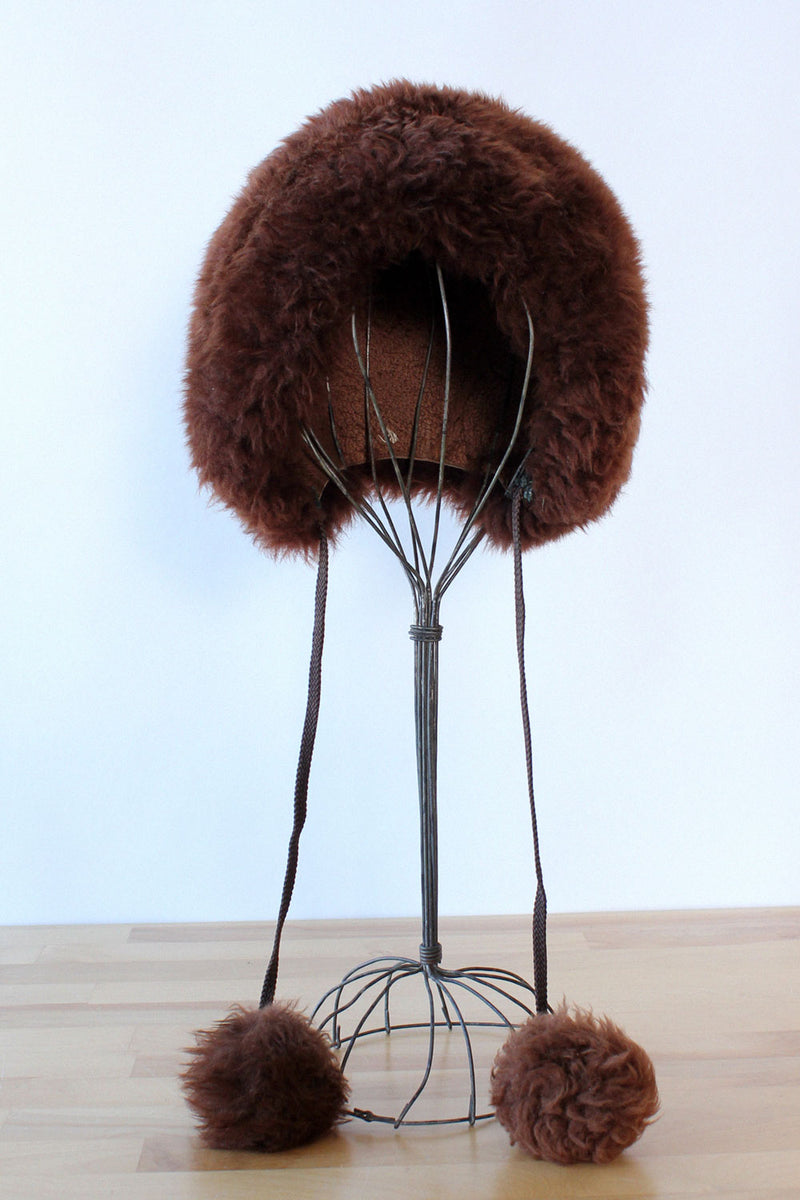 Cocoa Shearling Pom Pom Cap