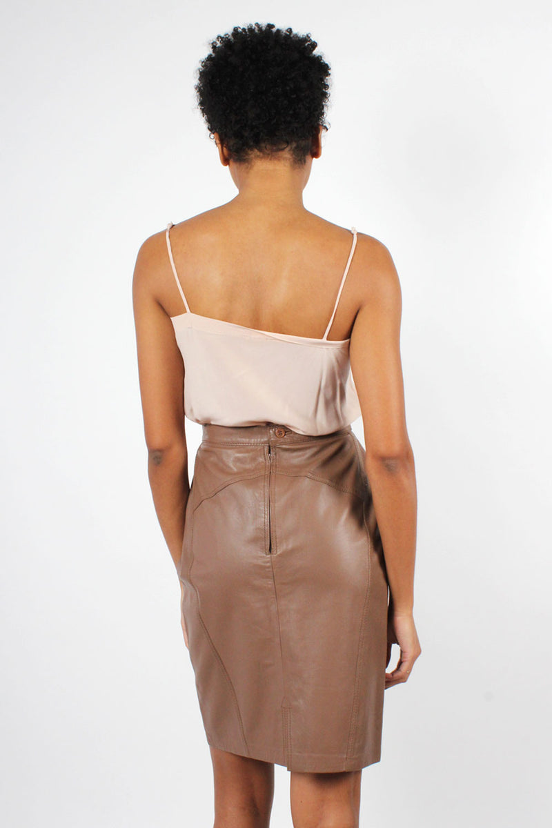 Taupe Leather Pencil Skirt S/M