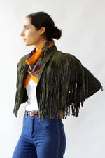 Sloane Cropped Suede Fringe Jacket S