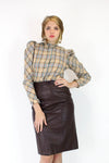Cordovan Leather High Waist Skirt M