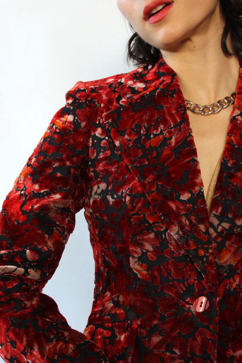 Velvet Burnout Fitted Blazer XS