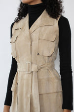 Sand Suede Belted Shirtdress M