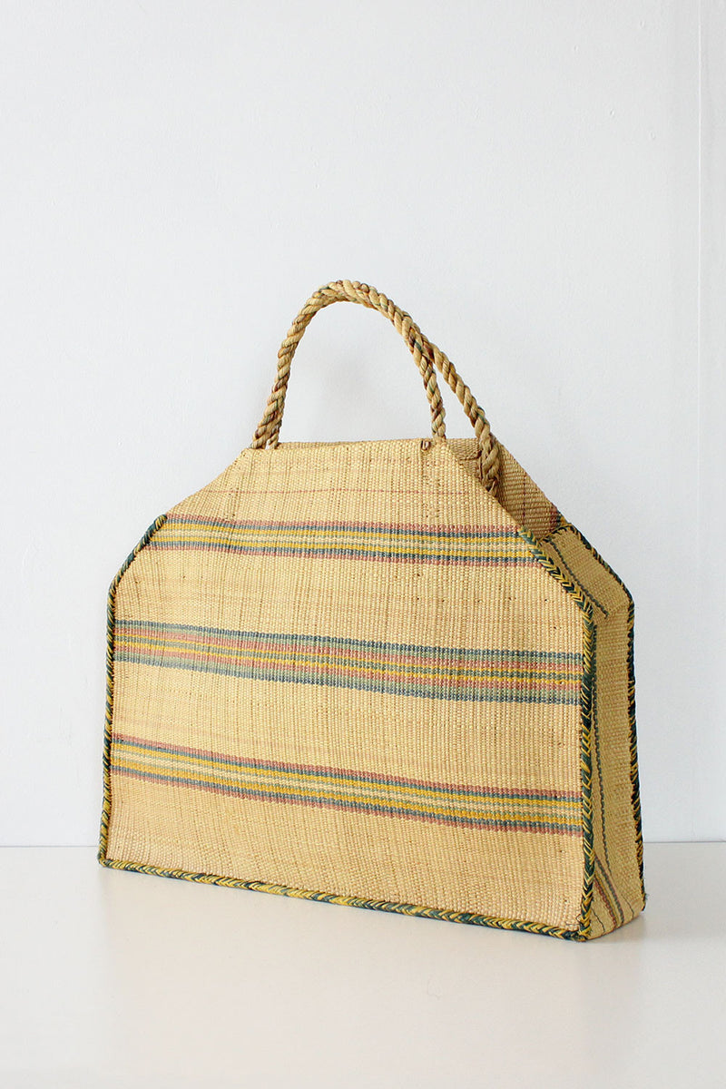 Faded Stripe Straw Tote