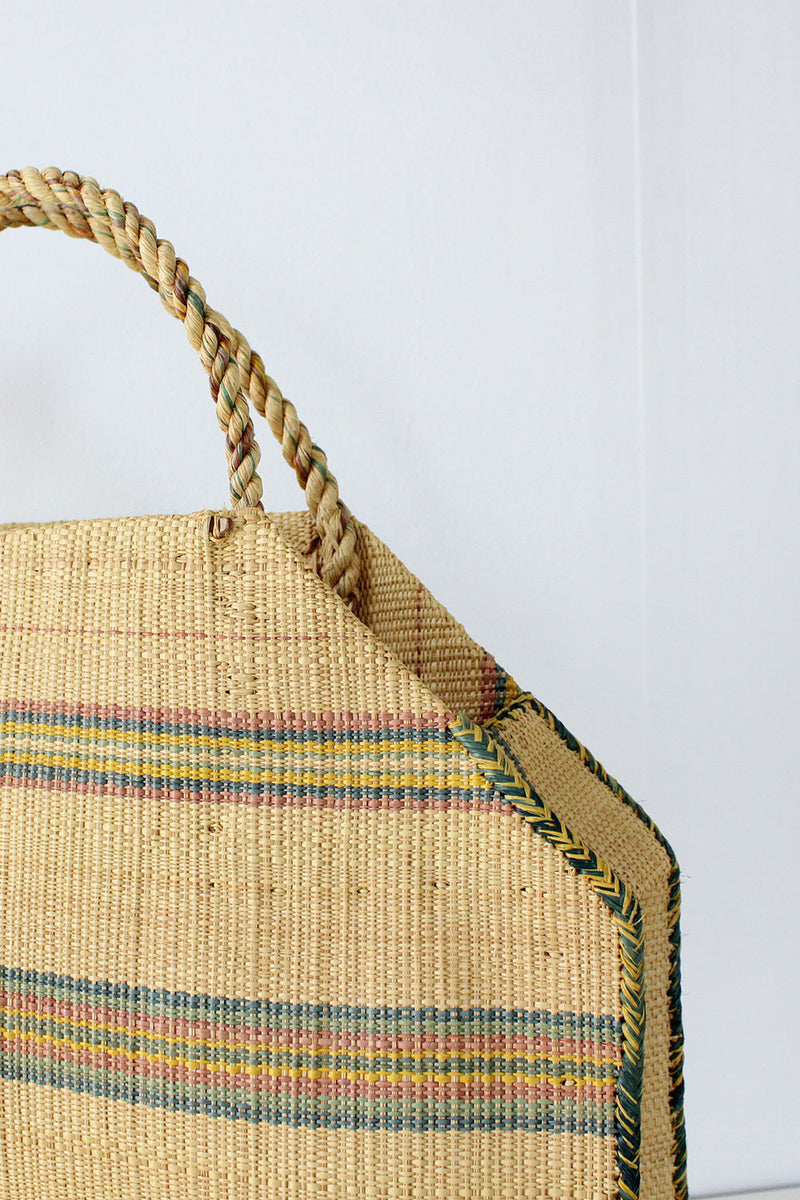 Faded Stripe Straw Tote