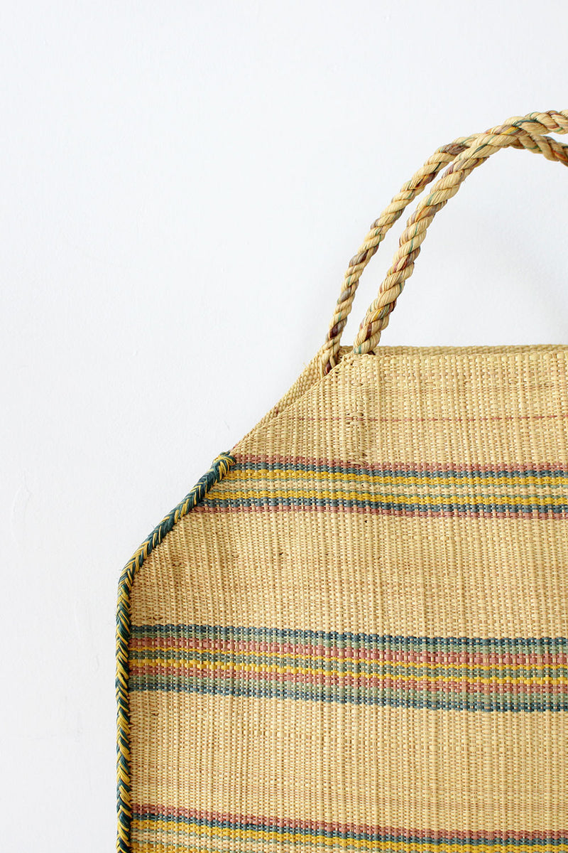Faded Stripe Straw Tote