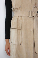Sand Suede Belted Shirtdress M