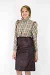 Cordovan Leather High Waist Skirt M