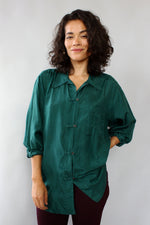 Julia Forest Green Silk Blouse