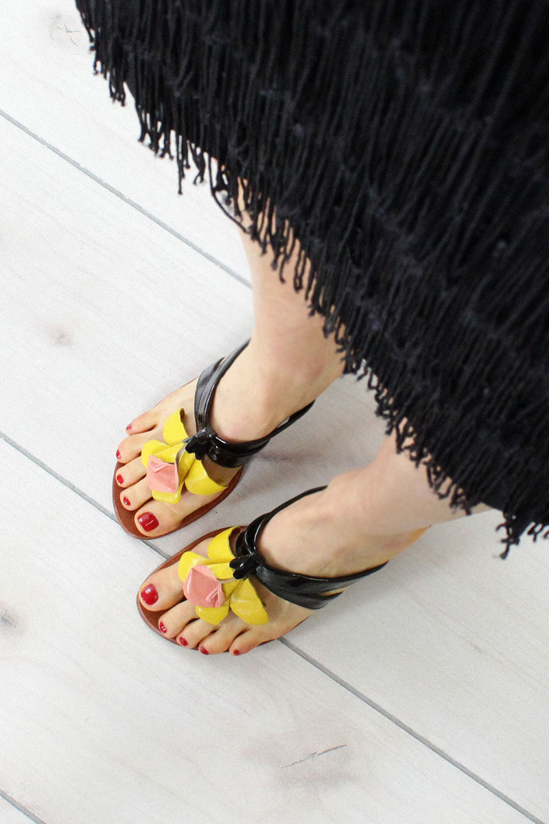 Golo Patent Flower Sandals 6 1/2