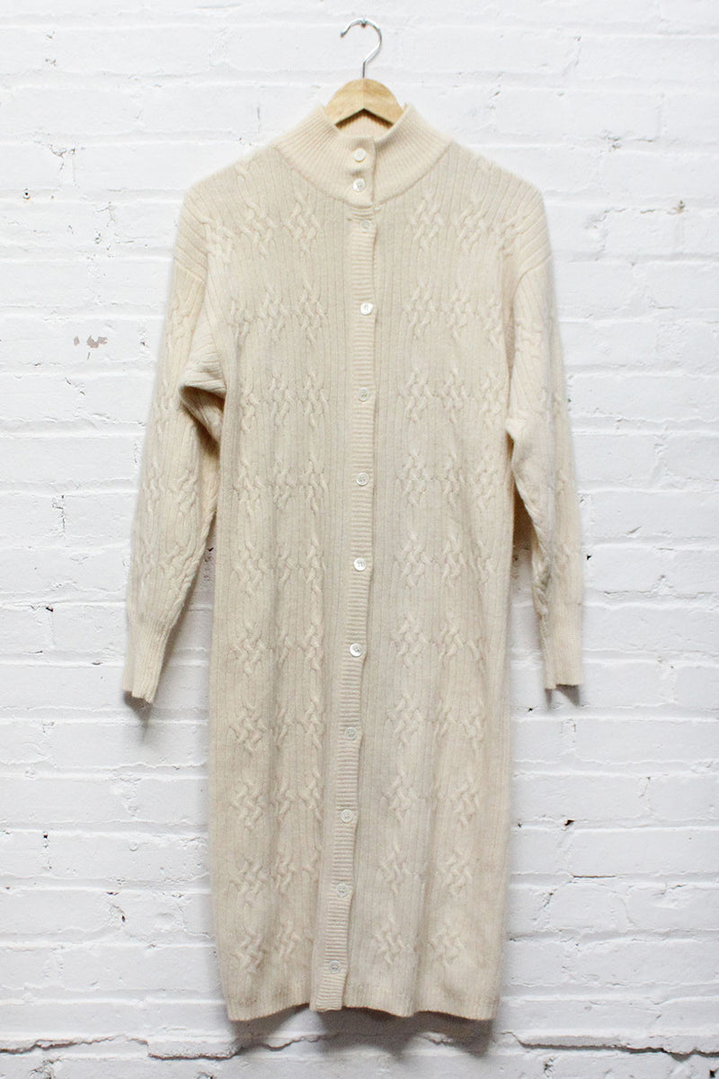 Cable Knit Snowy Cardigan Dress S