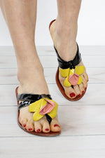 Golo Patent Flower Sandals 6 1/2