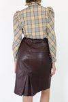 Cordovan Leather High Waist Skirt M
