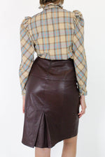 Cordovan Leather High Waist Skirt M