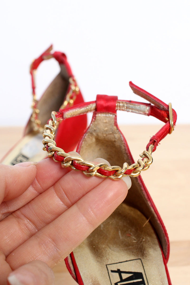 Satin Chain Strap Heels 7.5