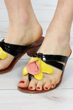 Golo Patent Flower Sandals 6 1/2