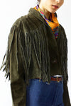 Sloane Cropped Suede Fringe Jacket S