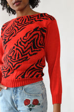 Graphic Red Fitted Sweater XS-M