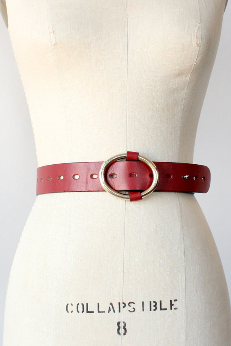 Cranberry Leather Peg Belt