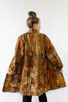 Leather Mudcloth Print Slouch Jacket M/L