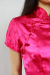 Fuchsia Satin Mandarin Dress S