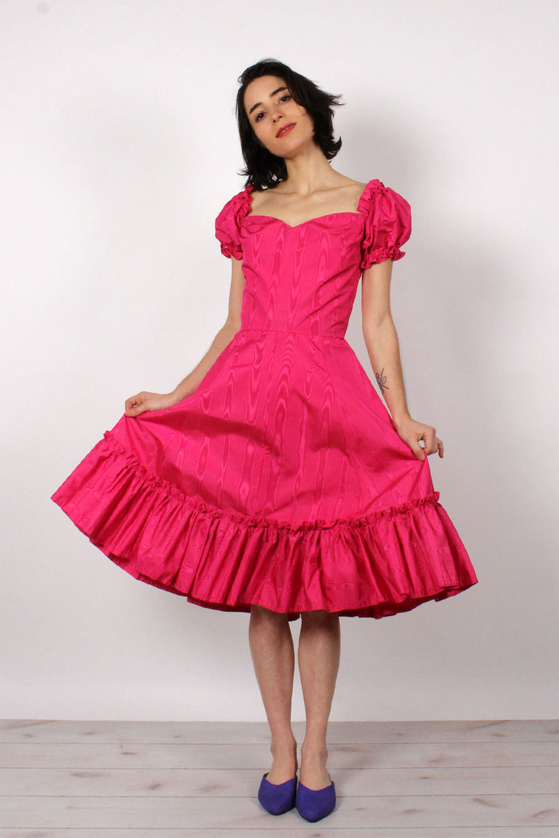 Hot Pink Moiré Dress XS