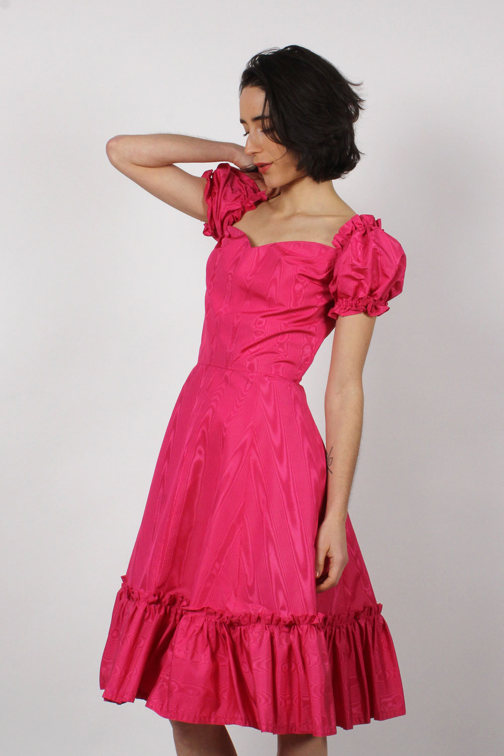 Hot Pink Moiré Dress XS