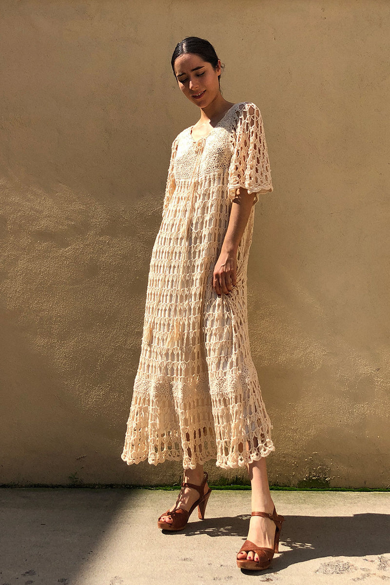 white christmas dresses Ivory Crochet Dress XS/S OMNIA white christmas dresses Ivory Crochet Dress XS/S OMNIA