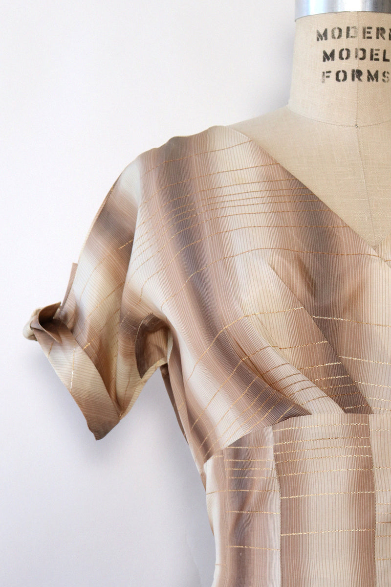 Metallic Bronze Taffeta Bow Dress L