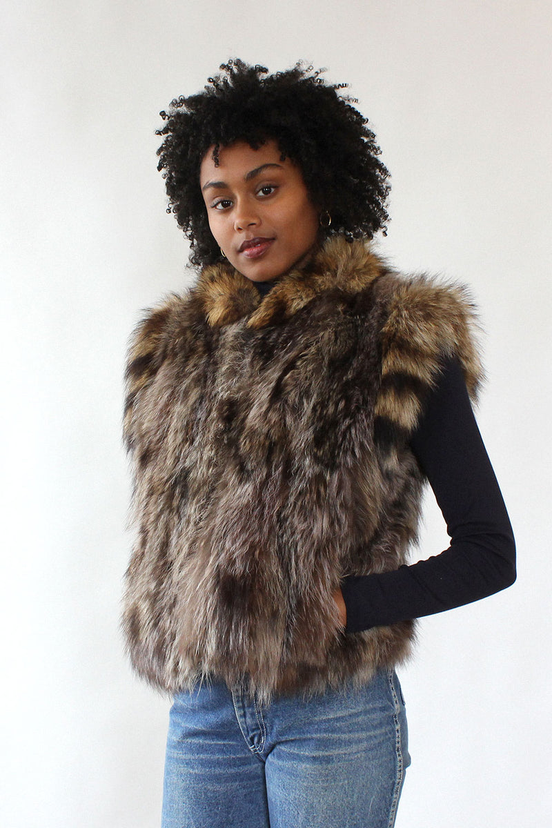 Raccoon Fur Convertible Coat S/M