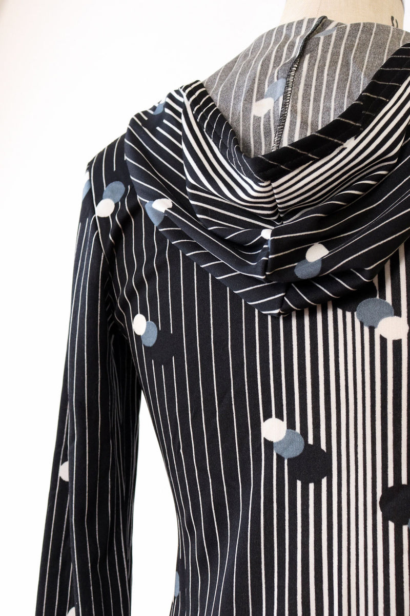 Hooded Graphic Print Dress S-S/M