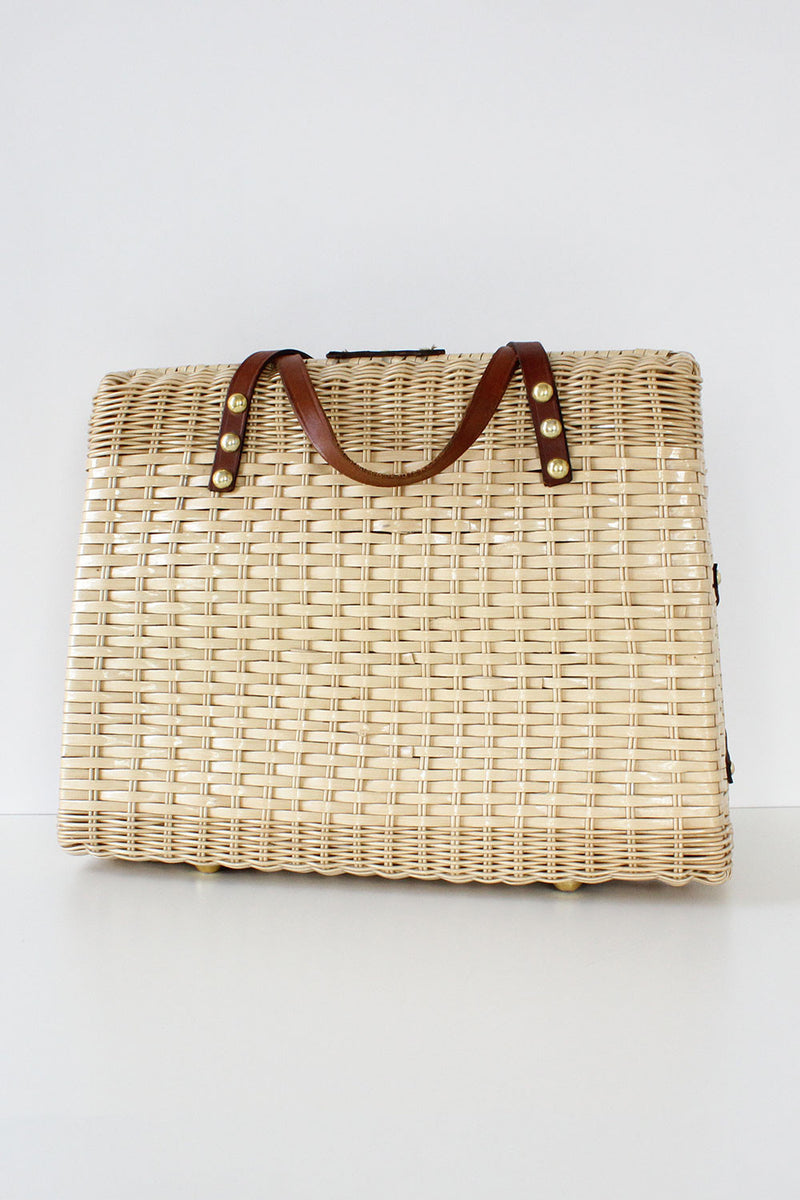 Picnic Attache Wicker Bag
