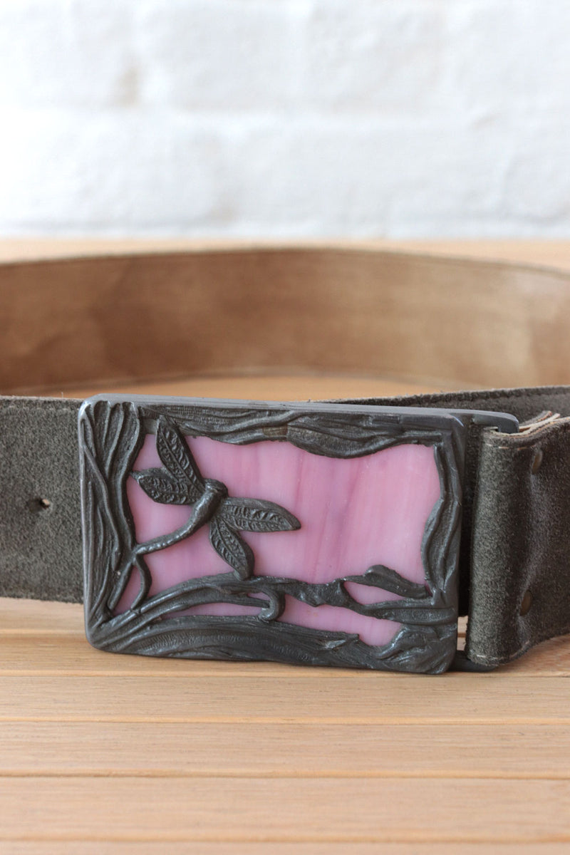 Stained Glass Dragonfly Buckle Belt S-L