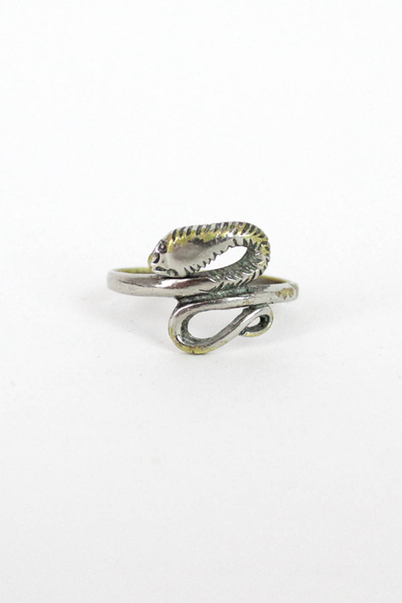 Snake Silvertone Ring