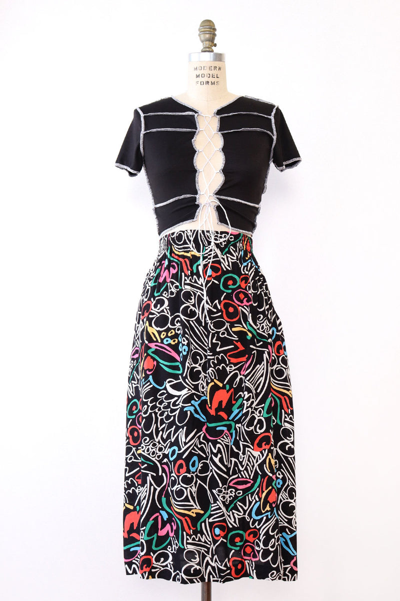 Doodle Print Jacket & Skirt Set S/M