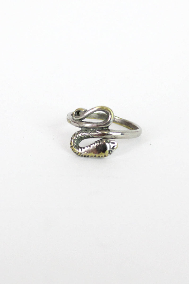 Snake Silvertone Ring