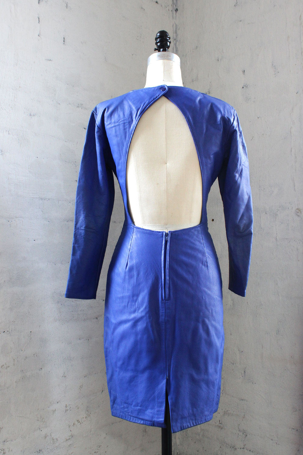 Cobalt Leather Open Back Dress S/M