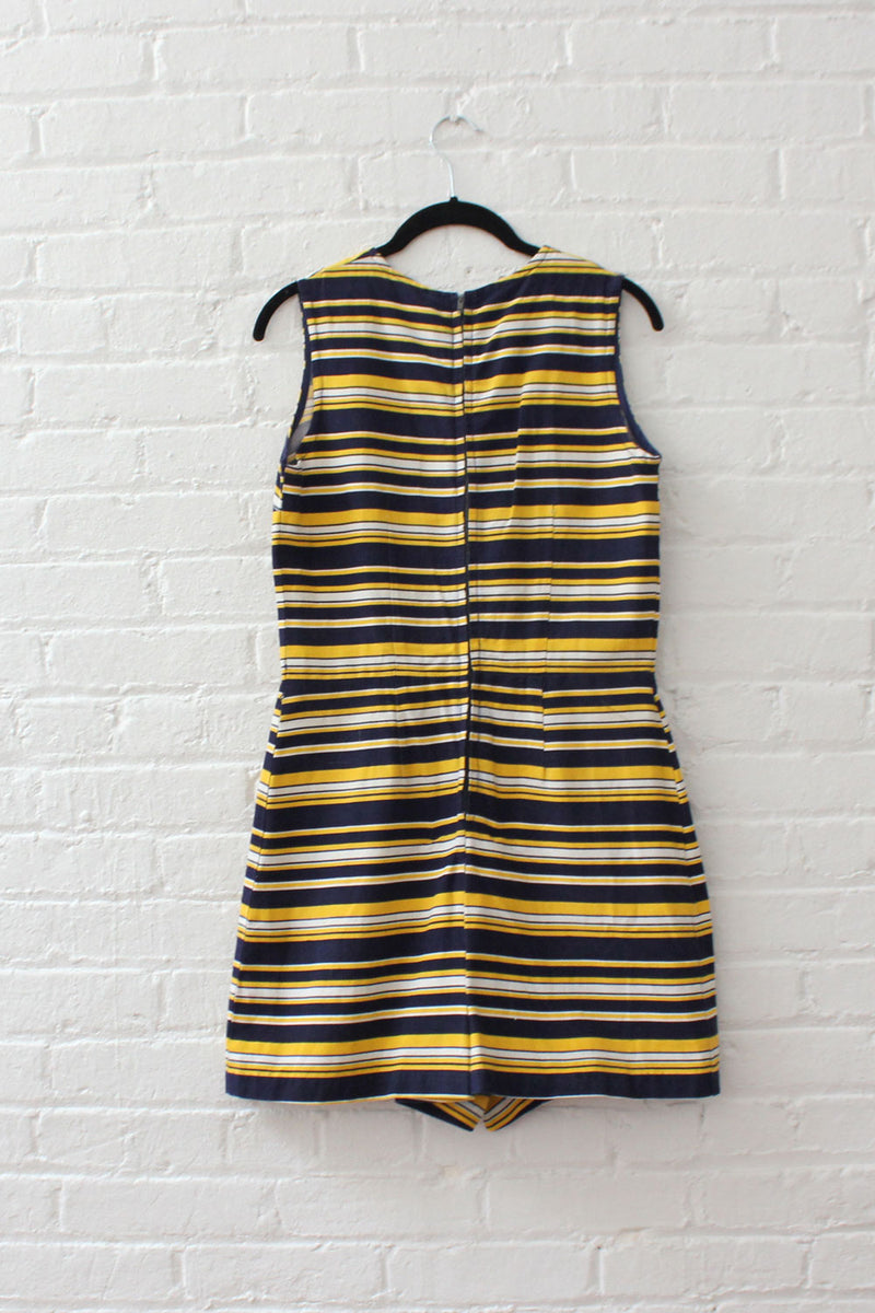 Navy Gold Striped Playsuit M