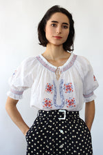 Grecian Embroidered Peasant Blouse S-L