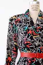 Doodle Print Jacket & Skirt Set S/M