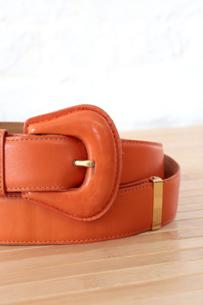 Argentinian Orange Leather Slide Belt XS-L