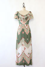 Sage Peach Ruffled Maxi Dress XS/S