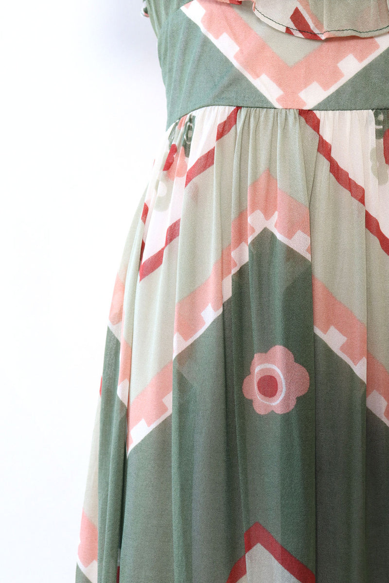 Sage Peach Ruffled Maxi Dress XS/S